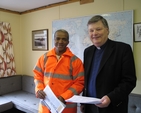 Pictured at the Mission to Seafarers cabin at Dublin Dock are Georges Almeida, a sailor from Cape Verde recently arrived into Dublin on board the MV RMS Laar with Mission to Seafarers Honorary Chaplain, the Revd Willie Black.