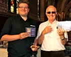 Director of Music at St Bartholomew’s, Tristan Russcher and Bobby Barden who had been a member of the choir for 71 years following St Bart’s Summer Concert and the launch of the choir’s CD, Blessed be the God and Father. 