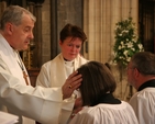 The Archbishop of Dublin, the Most Revd Dr Michael Jackson anoints the Revd Yvonne Ginnelly at her ordination to the Diaconate in Christ Church Cathedral, Dublin.