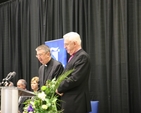The two Archbishops of Dublin, the Most Revd Dr John Neill (right) and the Most Revd Diarmuid Martin lead the ecumenical prayers at the blessing and official opening of the new Courts of Justice Building on Parkgate Street.