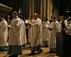 Members of the choir pictured at the Service of Thanksgiving to commemorate the life of Miranda Guinness, Countess of Iveagh, in St Patrick's Cathedral, Dublin.