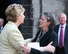 Uachtaráin na hÉireann, Mary McAleese greets the Honourable Susan Denham, Chief Justice at the law service in St Michan’s Church, Dublin.