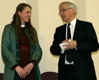 The Revd Ása Björk Ólafsdóttir is welcomed to the Parish of Christ Church Dun Laoghaire on behalf of the parishioners by Bruce O’Brien following her service of introduction on January 31. 