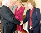 The Revd Adrienne Galligan meets President Michael D Higgins during the visit of Cumann Gaelach na hEaglaise to Áras an Uachtaráin. 