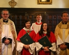 Pictured are two members of the Christ Church Cathedral Girls Choir who received awards from the Royal School of Church Music at Evensong in the Cathedral. A further six members of the Choir of Christ Church Cathedral received awards in absentia. They are pictured with the Dean of Christ Church, the Very Revd Dermot Dunne (left), the Precentor of the Cathedral, the Revd Canon Peter Campion and the Cathedrals Music Development Officer, Peter Parshall. 