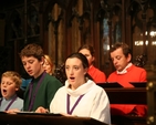 Pictured are some of a number of choristers who received awards from the Royal School of Church Music (RSCM). The choristers, who were drawn from 5 choirs from Dublin and Belfast, are shown preparing for Evensong in Christ Church Cathedral where they received their awards.