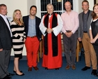 Nigel Reid, Becky Cooney, the Revd Craig Cooney, Archbishop Michael Jackson, Andrew McNeile, the Revd Rob Jones and Dilys Jones following the service marking the 20th anniversary of St Catherine’s Church (CORE), Thomas Street, Dublin, on Sunday September 8. 