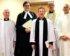 The Revd Arthur Young (centre) was instituted as the new rector of Kill O’ The Grange Parish on April 18. He is pictured with the Dean of St Patrick’s Cathedral, the Very Revd Victor Stacey; the Diocesan and Provincial Registrar, the Revd Stephen Farrell; the Dean of Christ Church Cathedral, the Very Revd Dermot Dunne and the Archdeacon of Dublin, the Ven David Pierpoint. 