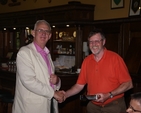 The Revd Denis Sandes, Rector of Omey in the Diocese of Tuam receives the Individual first prize at the Inter-Diocesan Golf tournament in Woodenbridge from the Archbishop of Dublin, the Most Revd Dr John Neill. The Dioceses of Dublin and Glendalough won the team award.