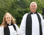 At the Ecumenical outdoor service at St Doulagh's Church, Balgriffen are the Revd Elaine Dunne, who preached and the Revd Ken Sherwood who ministers in the Malahide Union.