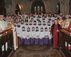The combined choirs of Christ Church Cathedral, Dublin and St Peter’s Roman Catholic Cathedral in Belfast who performed together at a special cross border, ecumenical service in Christ Church Cathedral on St Patrick’s Day. (photo: David Wynne)