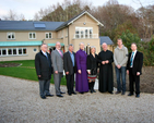 Outside the new rectory at Powerscourt are Richard Bird who oversaw the building project for the parish, John Cullen of Domino Kitchens, Mark Orr of Lambert Developments, Archbishop Michael Jackson, Elizabeth Rountree, Archdeacon Ricky Rountree, Jonathan Leonard who installed the state of the art heating system and architect, Stephen Newell. 