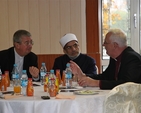 Archbishop Diarmuid Martin, Imam Hussein Halawa and Archbishop John Neill pictured at the inter-faith visit to the Islamic Cultural Centre of Ireland.