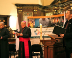 Archbishop Michael Jackson, Auxialliary Bishop of Dublin, Ray Field and Fr Damien McNiece at the service to launch the 50th International Eucharistic Congress Pilgrim Walk which took place in St Ann’s Church, Dawson Street. St Ann’s is one of seven Dublin city churches on the ‘camino’ and the only Anglican place of worship to be included.
