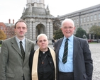 The Revd Sharon Ferguson, Chief Executive of Lesbian & Gay Christian Movement (centre) with Dr Richard O'Leary (left) and the Revd Mervyn Kingston (right) of Changing Attitude Ireland when the Revd Sharon Ferguson visited Trinity College Dublin to preach at Choral Eucharist there.