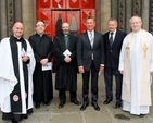 The clergy who were involved in the annual Service of Thanksgiving for the Gift of Sport in St Ann’s Church, Dawson Street, are pictured with the organiser and the preacher. From right to left are: the Vicar of St Ann’s, Canon David Gillespie; the Revd Andrew Dougherty, Methodist Centenary Church; the Revd Alan Boal, Abbey Presbyterian Church; Senator Eamonn Coughlan, who gave the address; Robert Prole, who organises the service; and Fr Michael Foley, St Mac Dara’s College, Templeogue. 