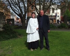 Newly commissioned lay reader Joan Forsdyke with her Rector, the Revd Ted Woods at her commissioning in Christ Church Cathedral.