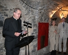The Dean of Christ Church Cathedral, the Very Revd Dermot Dunne speaking at the launch of Icons of Transformation. Pictured to the right are the artist, Ludmila Pawlowska and Des Campbell of the Icons Committee.