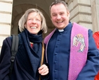 Former Methodist Chaplain to Trinity College Dublin, the Revd Dr Katherine Meyer with the current Methodist Chaplain to the university, the Revd Julian Hamilton following the annual Service of Commemoration and Thanksgiving in the Chapel on Trinity Monday (April 8).