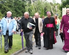 Clergy leading off the joint pilgrimage of Enniskerry churches to Christian sites in the area. (Left to right), the Very Revd Fr John Sinnott, PP of the Parish of the Immaculate Heart of Mary (RC), the Venerable Ricky Rountree, Archdeacon of Glendalough and Rector of Powerscourt and Kilbride (CofI), the Revd John Marchant, Curate of Powerscourt and Kilbride, the Most Revd Diarmuid Martin, Archbishop of Dublin (Roman Catholic) and the Most Revd Dr John Neill, Archbishop of Dublin and Bishop of Glendalough (Church of Ireland).