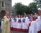 The Archbishop expressing his thanks to the Christ Church Cathedral choir shortly after the ordinations of the Revd Rob Jones and the Revd Alan Barr to the priesthood.