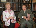 Ida Delamer and Prof Kevin B Nowlan at the launch of a new exhibition of bibles in Marsh's Library, Dublin.