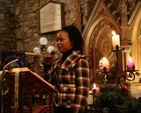 Tendai Madondo speaking at the Discovery Praise service on New Years Eve/New Years Day in St Maelruain's in Tallaght.