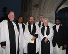 The clergy at the Advent Sunday Discovery service in St Maelruain’s Tallaght, (left to right) the Revd William Deverell, the Revd Obinna Ulogwara, the Revd Canon Patrick Comerford, the Revd Canon Horace McKinley, the Revd Canon Katharine Poulton and Fr Matthew Philip of the Indian Orthodox Church in Tallaght.