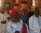 Mrs Abosede Olufunmilola Kuti and her husband Mr Segun Kuti dancing at the celebration of Mrs Kuti's Jubilee in St Maelruain's Parish in Tallaght.