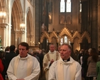 The Secretary General of the Anglican Communion, the Revd Canon Ken Kearon (left) and the former Principal of the Church of Ireland Theological College, the Revd Canon Adrian Empey process out after the Easter Day Eucharist in Christ Church Cathedral.