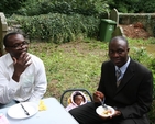 Joshua Udolu (left) and Alex Alino at the Clonsilla Parish BBQ and Songs of Praise Service.