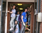 Urban Soul Volunteers sanding the doors at the Lourdes Day Care Centre in Dublin city centre.