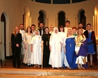 The cast of Opera Antiqua with the Revd Sonia Gyles following their performance of two Baroque operas in Sandford Church.