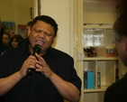 'Louis' from South Africa singing 'Fáilte', his own composition a the launch of Fáilte Balbriggan in the former St Georges' National School.
