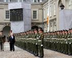 President Michael D Higgins inspects the Guard of Honour during the ceremony to mark the National Day of Commemoration which took place in the Royal Hospital Kilmainham today, July 14. 