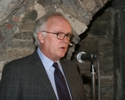 Dr John Bradshaw speaking at the launch of his exhibition entitled Impressions of Irish History: A Photographer's view in Christ Church Cathedral Crypt. The exhibition will continue until the end of April.