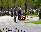 President Michael D Higgins lays a wreath at the memorial to the 1916 Leaders in Arbour Hill at the annual 1916 Commemoration this morning (Wednesday May 8).