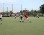 Action from the Diocesan Inter-Parish Hockey Tournament in Booterstown. Whitechurch (red) versus Newcastle (white). The game ended 0-0.