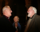 The Archbishop of Dublin, the Most Revd Dr John Neill with the Revd Dr Jerome Murphy-O'Connor, Professor of New Testament at the Order of Malta École Biblique et Archeologique Francaise after Fr Jerome delivered a lecture on the Christian Quarter of Jerusalem. The lecture was organised by the Order of Malta. In the centre is Betty Neill.