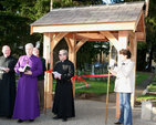 Rector of Powerscourt, Archdeacon Ricky Rountree, Archbishop Michael Jackson and Rev Terry Lilburn at the dedication of the new lych gate at Powerscourt Church. Looking on are church wardens, Katherine Challacombe and Colin Walker.