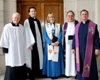 The President of the Methodist Church in Ireland, the Revd Dr Heather Morris, was the preacher at this year’s Trinity Monday Service of Commemoration and Thanksgiving in the college chapel this morning (Monday April 7). She is pictured (centre) with the college chaplains The Revd Paddy Gleeson, the Revd Darren McCallig, the Revd Peter Sexton and the Revd Julian Hamilton. 