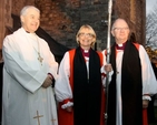 The newly ordained Bishop of Meath and Kildare, the Most Revd Patricia Storey (centre) is pictured with the Archbishop of Armagh and Primate of All Ireland, the Most Revd Dr Richard Clarke (right) and the Archbishop Dublin and Primate of Ireland, the Most Revd Dr Michael Jackson (left) before her consecration in Christ Church Cathedral on Saturday November 30 2013. 