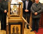 St Ann’s verger, Fred Deane, the Revd Canon Adrian Empey, Revd Dermot McNeice of the Eucharistic Congress staff and St Ann’s parishioner William Clarke are pictured with the Eucharistic Congress bell when it was brought to St Ann’s Church, Dawson Street, as part of its tour of the country. 