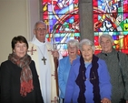 Archbishop John Neill pictured with sisters Phyllis Bird, Bernie Threlfall, Nuala Boyle and Colette O'Leary at the service to dedicate the St Francis stained glass window in Sandford Parish Church. The window is in memory of the Threlfall family. Absent from the picture is Lonnie Rogers who was unable to attend.