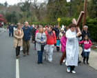 The Way of Cross procession in Enniskerry  took place from St Mary’s Roman Catholic Church to St Patrick’s Church Church of Ireland, Powerscourt, on Good Friday.