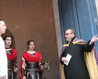 Jesus (Myles Gutkin) appears before Pilate (Joseph O'Gorman) at the St Werburgh's Parish Passion Play.