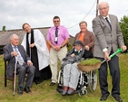 Harry Annesley, the Revd Nigel Sherwood, Mayor Tommy Annesley, Elizabeth Kinch and her daughter Susan, and project coordinator, Jimmy Woolmington turning the sod for the new church hall at St Saviour’s Arklow on Saturday September 21. 