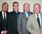 The Revd Dr William Olhausen with his three godfathers; Richard Lamb, Rodney Stafford, Ben Crawford, following his institution as Rector of Killiney-Ballybrack. Photo: David Wynne