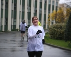 Ordinand at the Church of Ireland Theological Institute Nicola Halford finishes her run and cycle for charity at the Institute.