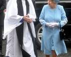 Queen Elizabeth II is greeted by the Dean of Clogher, the Very Revd Kenneth Hall, before her Diamond Jubilee Service of Thanksgiving in St Macartin’s Cathedral, Enniskillen. (Photo: Harrison Photography)